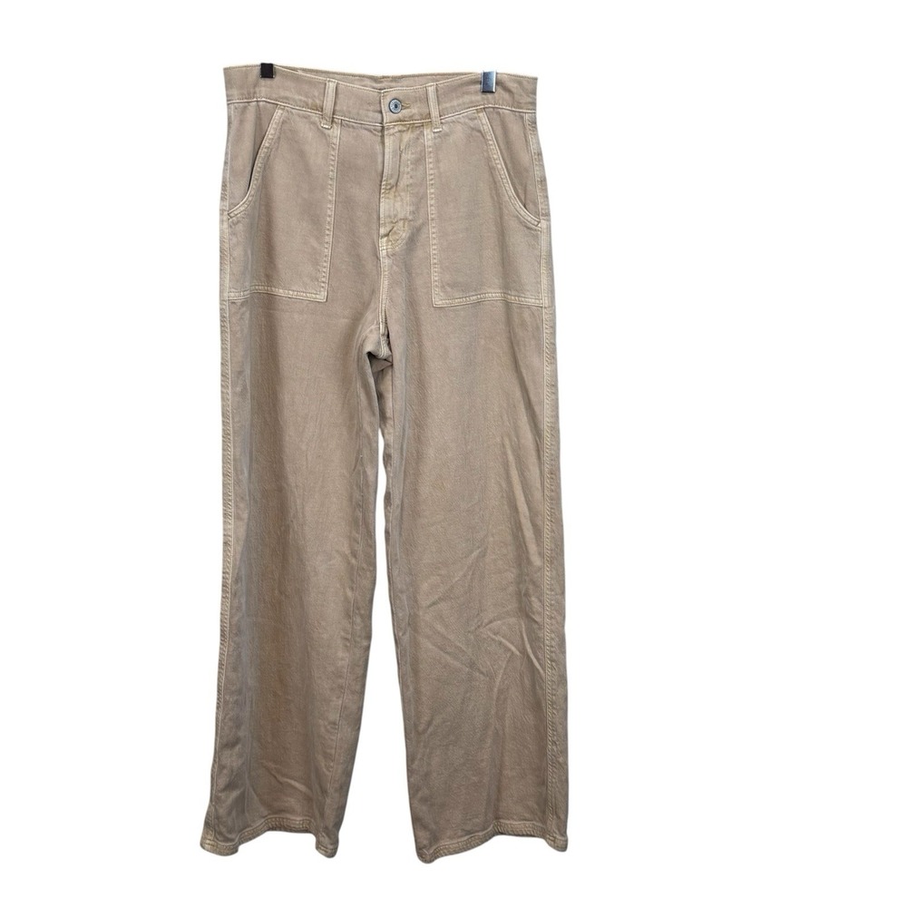 American Eagle Outfitters Super High Rise Baggy Wide Leg Jeans Women 6 Tan Khaki